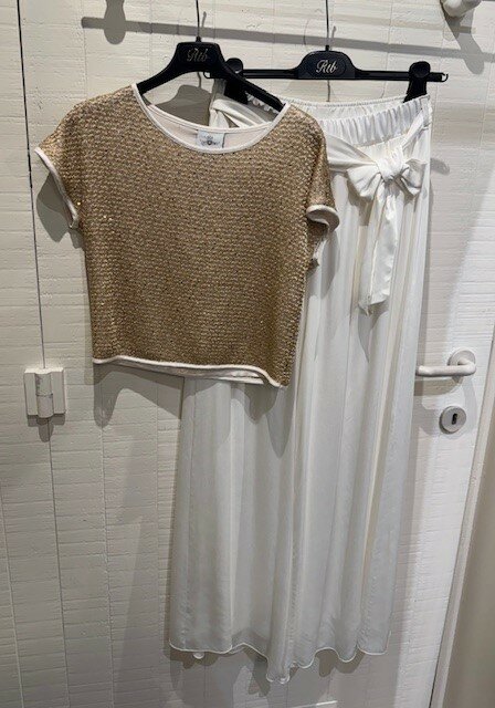 set top goud broek ecru